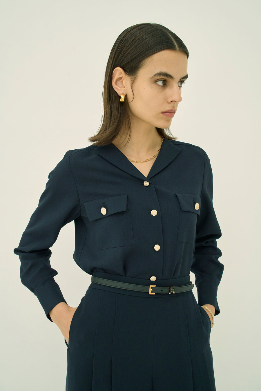 TRIACETATE-(D) V-NECK BLOUSE