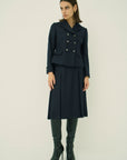 WOOL 140's TUCK SKIRT