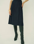 WOOL 140's TUCK SKIRT