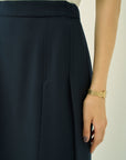 WOOL 140's TUCK SKIRT