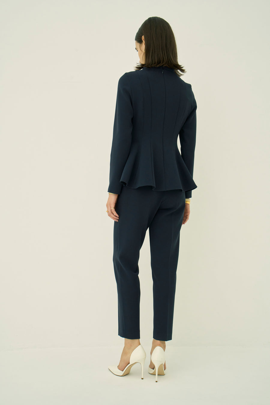 TRIACETATE-(H) STAND COLLAR FLARED BLOUSE
