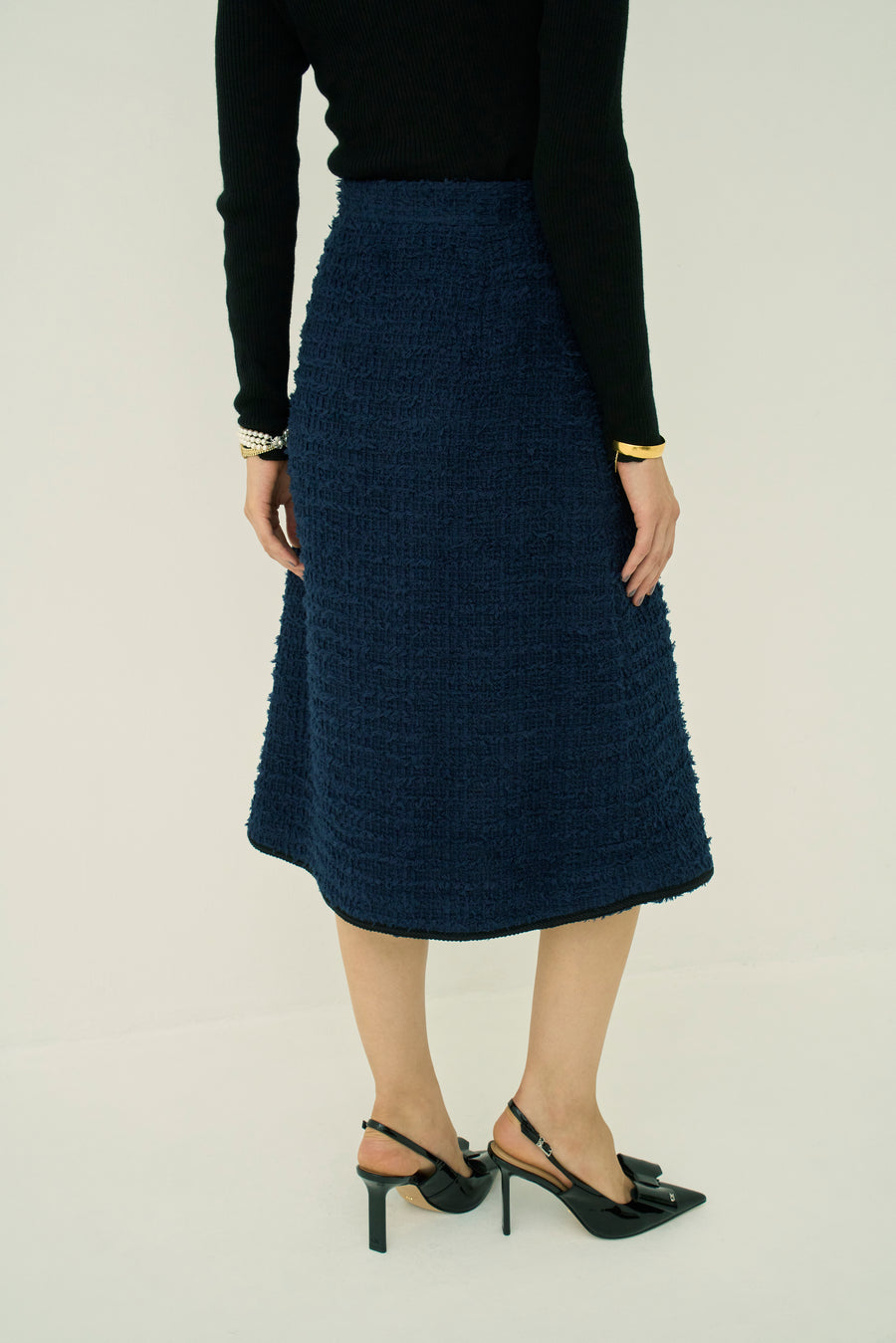 FRINGE TWEED SKIRT