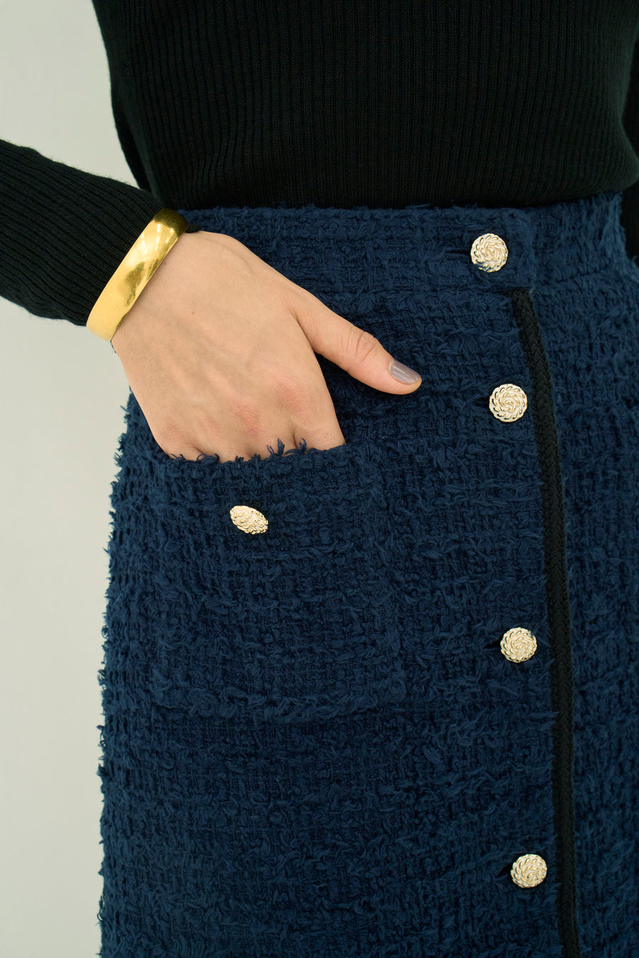 FRINGE TWEED SKIRT