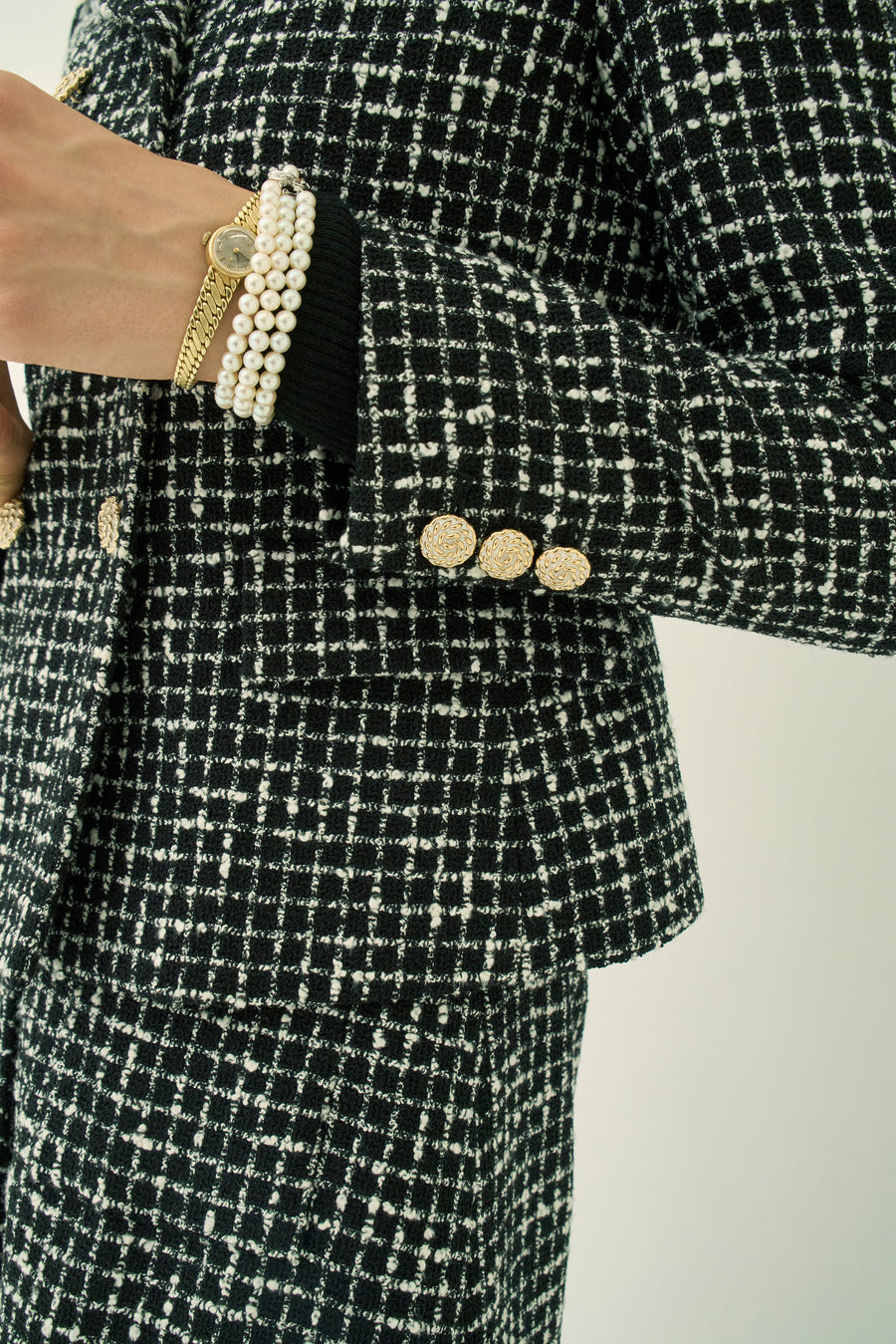 MONOTONE CHECK TWEEO SHORT JACKET