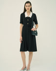 BACK SATIN COLLAR DRESS