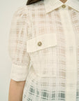 COTTON SILK CHECK BLOUSE