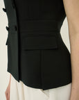 TRIACETATE  DOUBLE BREASTED SLEEVELESS JACKET