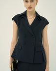 TRIACETATE  DOUBLE BREASTED SLEEVELESS JACKET