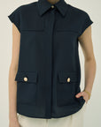 TRIACETATE - (D). SLEEVELESS BLOUSE