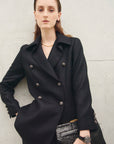 WOOL 140's  DOUBLE BREASTED LONG JACKET