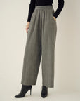 GLEN CHECK GATHERED PANTS