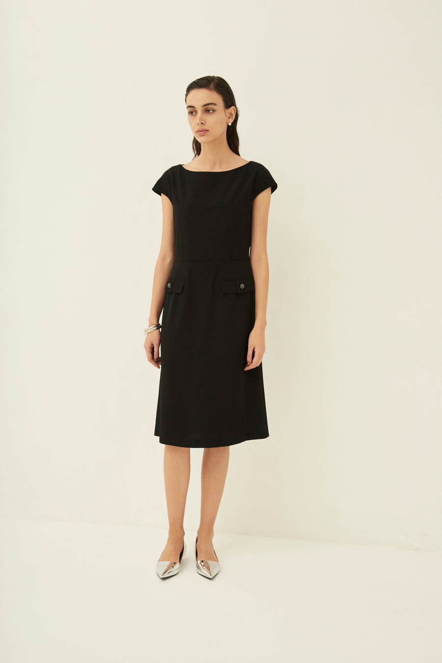 25ssシーズン先行予約販売・TRIACETATE-(B) FRENCH-SLEEVE DRESS