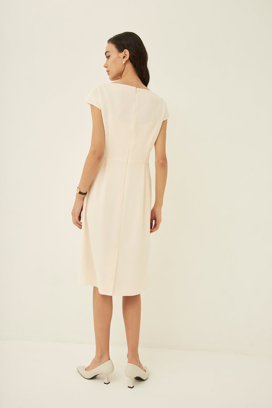 25ssシーズン先行予約販売・TRIACETATE-(B) FRENCH-SLEEVE DRESS