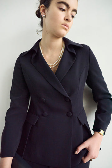 美品 MW エムダブリュー シアーストライプ ベルテッドブラウス ネイビー m,i,d, navy / 襟付きペプラムカットソーが入荷いたしました！ | m-i-d