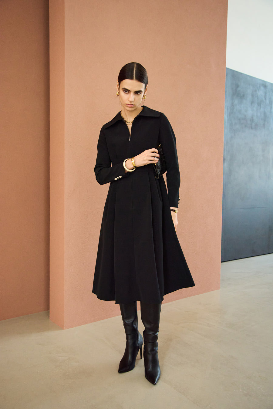 TRIACETATE-(H) BIG COLLAR DRESS